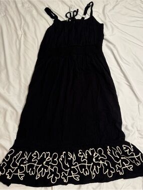 Maurices Black Maxi Dress with White Embroidered Hem